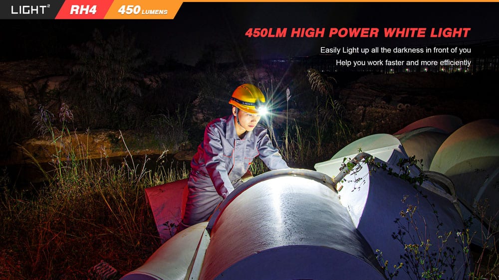 rh4 450 lumensrechargeable lightweight running led headlamp