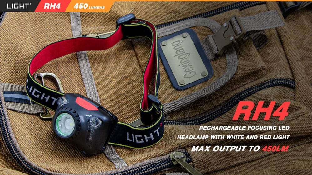 rh4 450 lumensrechargeable lightweight running led headlamp