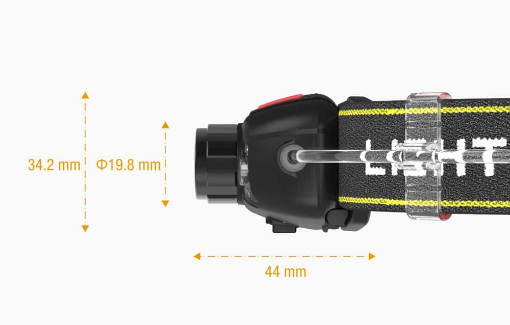 rh6 lightweight portable headlamp with be seen light tube