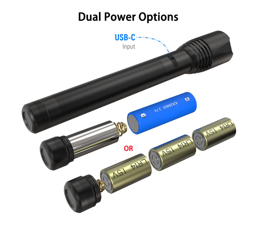 rs14 1500lm flashlight for self defense placed in the car