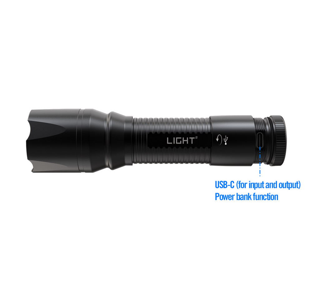sa252 1200lm daily use zoom power banck function flashlight