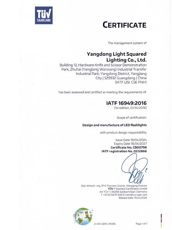 iatf 16949 certificate
