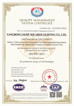yangdong light squared iso certificate